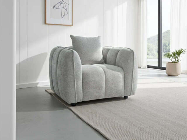 Venice Fabric Armchair Sofa with Plush Comfort Design - Grey