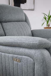 Linden Electric Recliner Armchair: Plush Grey Fabric, Power Reclining Bliss - thumbnail 3