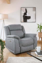Linden Electric Recliner Armchair: Plush Grey Fabric, Power Reclining Bliss - thumbnail 2