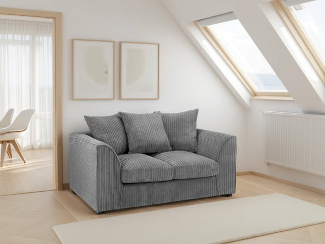 Harley Jumbo Grey 2-Seater Sofa: Plush Fabric, Foam-filled, Solid Wood Frame - image 1