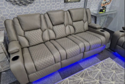 Orlando Electric Recliner 3-Seater Leather Sofa with LED Lights, USB & Wireless Charging - thumbnail 2