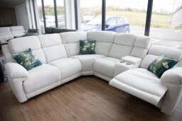 Owen Luxurious Electric Recliner Sofa - Comfortable Beige or Grey Large Corner Design - thumbnail 3