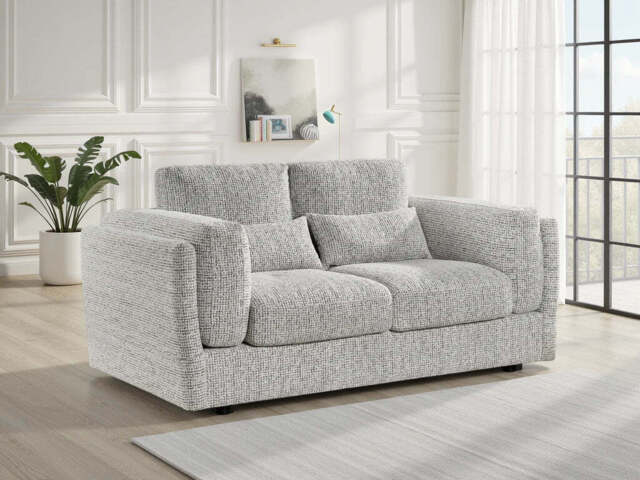 Bari 2-Seater Fabric Sofa with Chunky Armrests - Grey