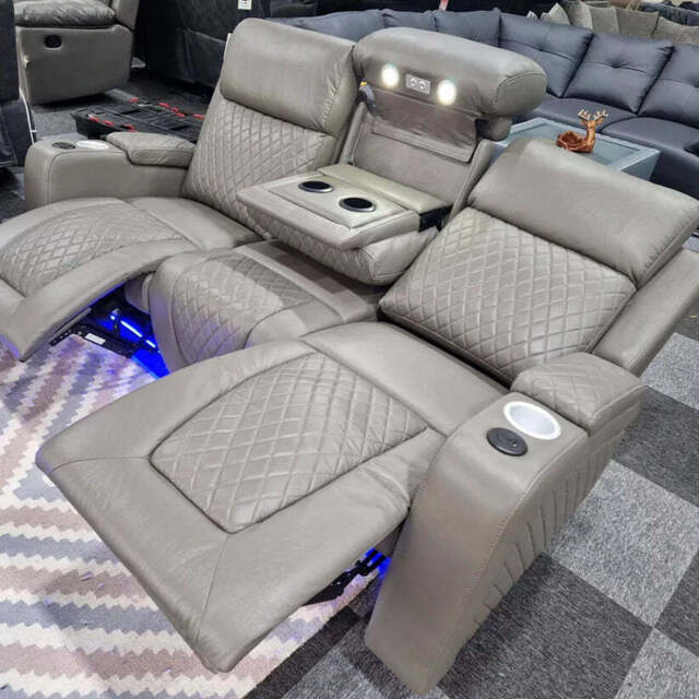 Florida Music Electric Recliners 3+2 Seater Leather Sofa, Blutooth Speakers, LED LIGHTS, USB CHARGER - image 1