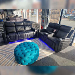 Florida Music Electric Recliners 3+2 Seater Leather Sofa, Blutooth Speakers, LED LIGHTS, USB CHARGER - thumbnail 2