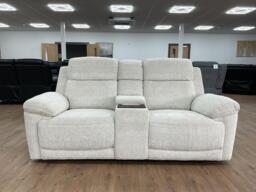 Owen Electric Recliner 2-Seater Sofa: Beige or Grey Fabric, Wireless Charging & Cupholders - thumbnail 1