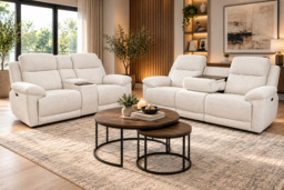 Owen Electric Recliner 2-Seater Sofa: Beige or Grey Fabric, Wireless Charging & Cupholders - thumbnail 3