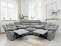 Dundee Large Grey Fabric Recliner Corner Sofa with Cupholders - thumbnail 4