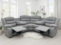 Dundee Large Grey Fabric Recliner Corner Sofa with Cupholders - thumbnail 3