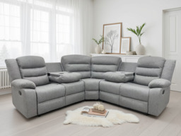 Dundee Large Grey Fabric Recliner Corner Sofa with Cupholders - thumbnail 2