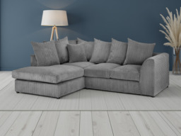 Harley Jumbo Grey Left-Hand Corner Sofa: Removable Foam Cushions, Solid Frame - thumbnail 1