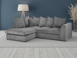 Harley Jumbo Grey Left-Hand Corner Sofa: Removable Foam Cushions, Solid Frame