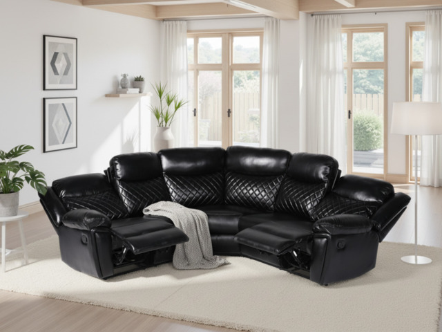 Myra Leather Air Large Corner Recliner Sofa with Quilted Cushions - image 1