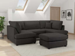 Carnaby Classic U-Shape Corner Sofa - Beige, Black & Grey - Black