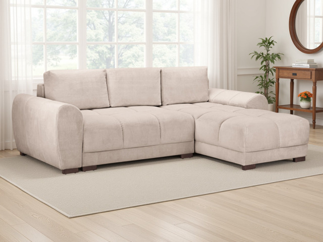 Azzuro Universal Corner Sofabed: Plush Velvet, Convertible Sofa with Storage - image 1