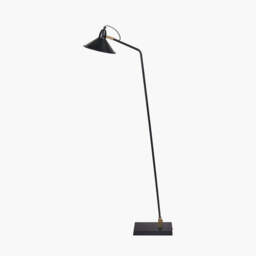 Canton Matt Black and Brass Metal Cone Floor Lamp - thumbnail 2