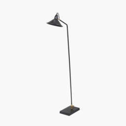 Canton Matt Black and Brass Metal Cone Floor Lamp - thumbnail 1
