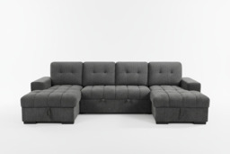 Palermo U Shape Sofabed With Ottoman Storage Grey Morgan - Malvern - Somerford - Calix - Euphoria - Plush Style - thumbnail 2