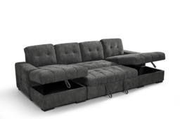 Palermo U Shape Sofabed With Ottoman Storage Grey Morgan - Malvern - Somerford - Calix - Euphoria - Plush Style - thumbnail 4