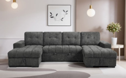 Palermo U Shape Sofabed With Ottoman Storage Grey Morgan - Malvern - Somerford - Calix - Euphoria - Plush Style - thumbnail 3