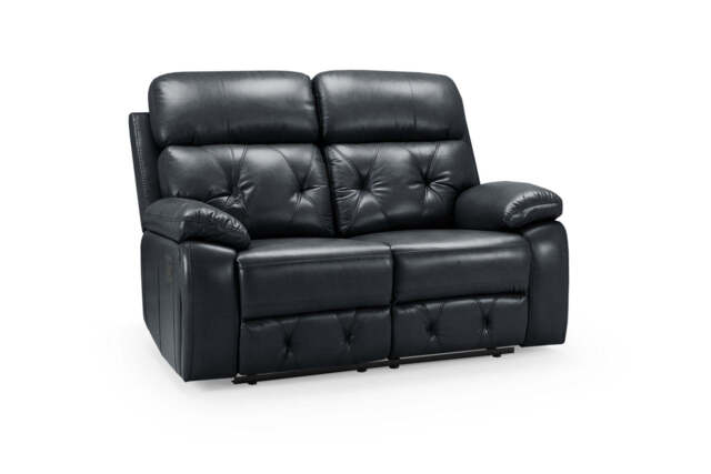 Cody Black Faux Leather Quilted Back Manual Reclining 2 Seater - image 1
