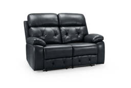 Cody Black Faux Leather Quilted Back Manual Reclining 2 Seater - thumbnail 1