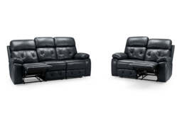 Cody Black Faux Leather Quilted Back Manual Reclining 2 Seater - thumbnail 5