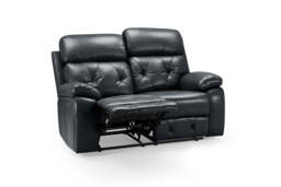 Cody Black Faux Leather Quilted Back Manual Reclining 2 Seater - thumbnail 2