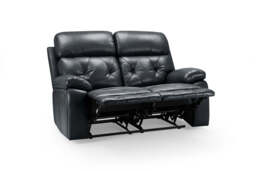 Cody Black Faux Leather Quilted Back Manual Reclining 2 Seater - thumbnail 3