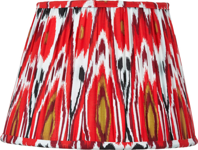 Izara 30cm Red Ikat Patterned Mushroom Pleat Tapered Lampshade