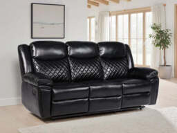 Myra 3 seater manual Recliner Sofa Black - thumbnail 3