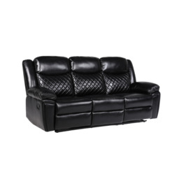 Myra 3 seater manual Recliner Sofa Black - thumbnail 2