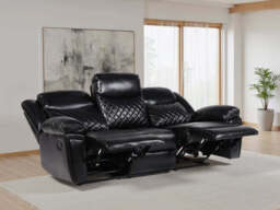 Myra 3 seater manual Recliner Sofa Black - thumbnail 4