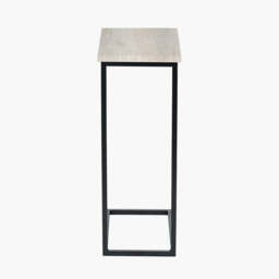 Soho Grey Oak Wood Veneer and Black Metal Supper Side Table - thumbnail 2