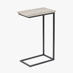 Soho Grey Oak Wood Veneer and Black Metal Supper Side Table - thumbnail 1