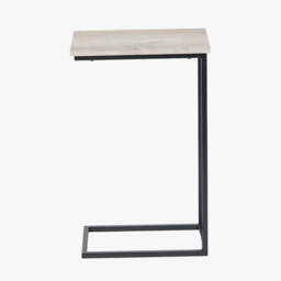 Soho Grey Oak Wood Veneer and Black Metal Supper Side Table - thumbnail 3