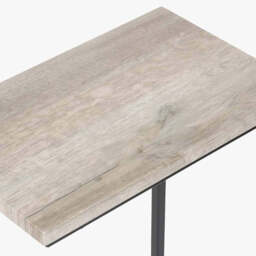 Soho Grey Oak Wood Veneer and Black Metal Supper Side Table - thumbnail 4