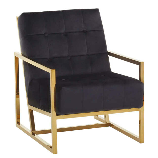 Hana Black Velvet Chair With Gold Frame - image 1