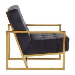 Hana Black Velvet Chair With Gold Frame - thumbnail 3
