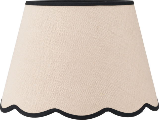 Tabitha 40cm Cream Jute Scalloped Edge Tapered Lamp Shade with Contrast Binding