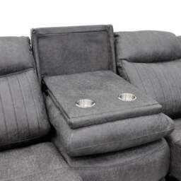 Leon Grey Tech Fabric 3 Seater Electric Reclining Sofa With Fold Down Cup Holders & USB/C Charging Ports - thumbnail 4