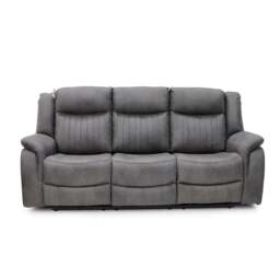 Leon Grey Tech Fabric 3 Seater Electric Reclining Sofa With Fold Down Cup Holders & USB/C Charging Ports - thumbnail 2