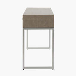 Ambroso Grey Wash Mango Wood and Silver Metal 2 Drawer Dressing Table - thumbnail 3