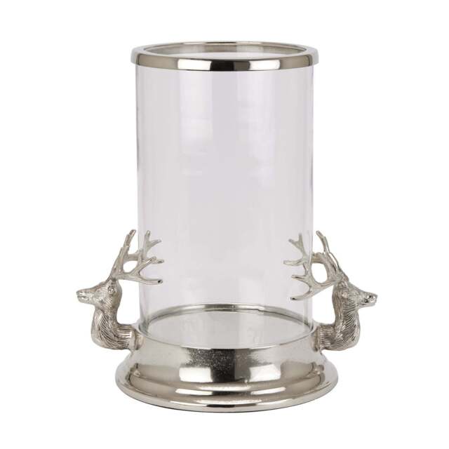 Silver Stag Heads Hurricane Lantern - image 1