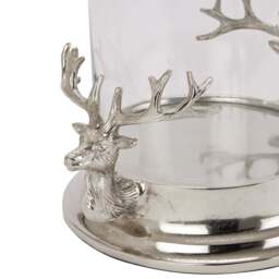 Silver Stag Heads Hurricane Lantern - thumbnail 3