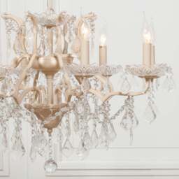 Cream 8 Branch Shallow Cut Glass Chandelier - thumbnail 3