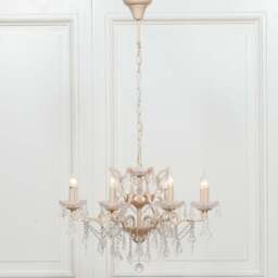 Cream 8 Branch Shallow Cut Glass Chandelier - thumbnail 2