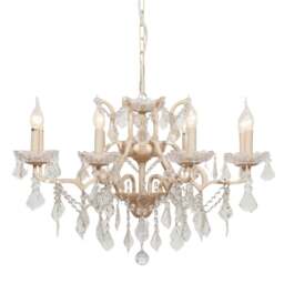 Cream 8 Branch Shallow Cut Glass Chandelier - thumbnail 1