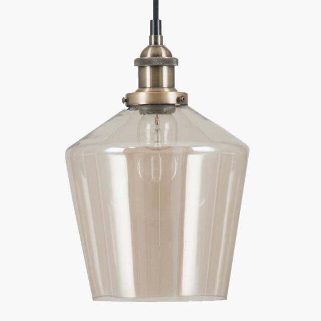 Emmanuelle Antique Brass Metal and Lustre Glass Pendant - image 1