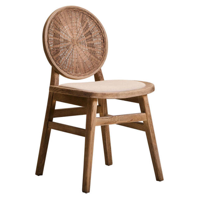 Cebu Beige Fabric and White Wash Elm Wood Dining Chair - image 1